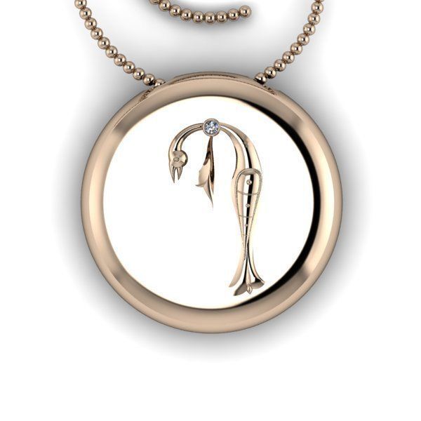 Bird-calligraphy pendants P 3D print model_8