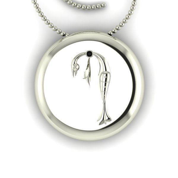 Bird-calligraphy pendants P 3D print model_13