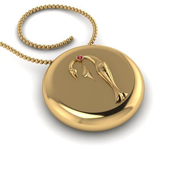 Bird-calligraphy pendants P 3D print model_29