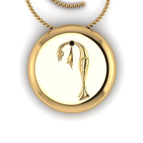 Bird-calligraphy pendants P 3D print model_17