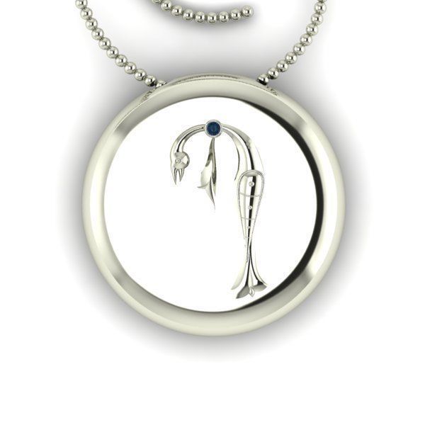 Bird-calligraphy pendants P 3D print model_11