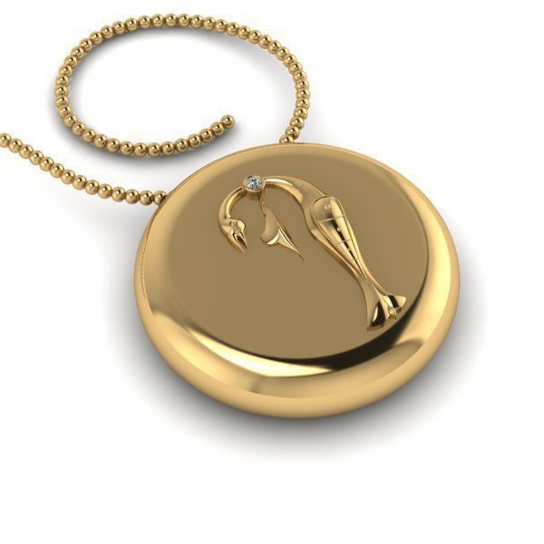 Bird-calligraphy pendants P 3D print model_27