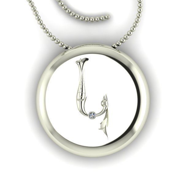 Bird-calligraphy pendants K 3D print model_12