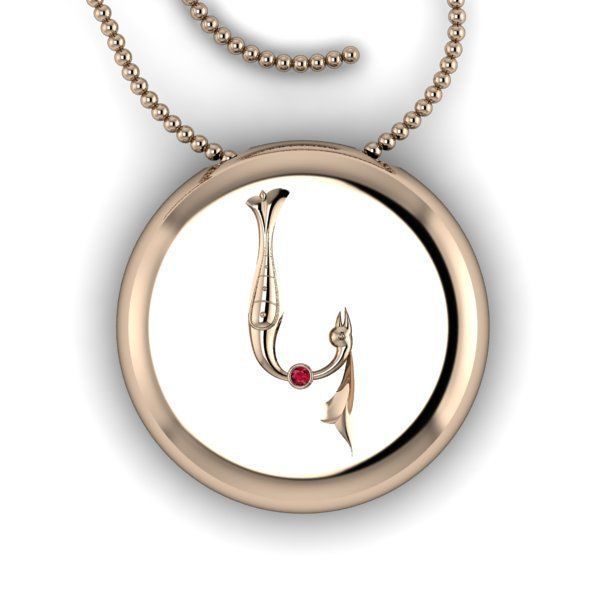 Bird-calligraphy pendants K 3D print model_10