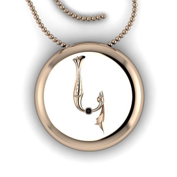 Bird-calligraphy pendants K 3D print model_9