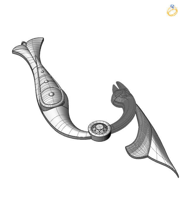 Bird-calligraphy pendants K 3D print model_1