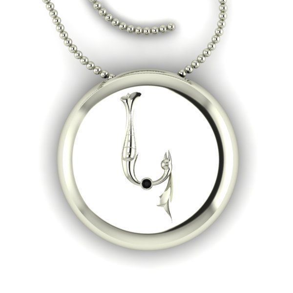 Bird-calligraphy pendants K 3D print model_13