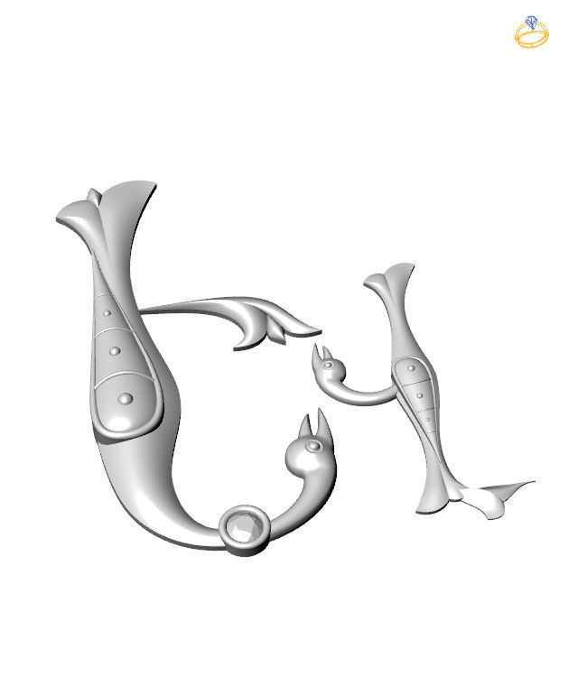 Bird-calligraphy pendants Ev 3D print model_29