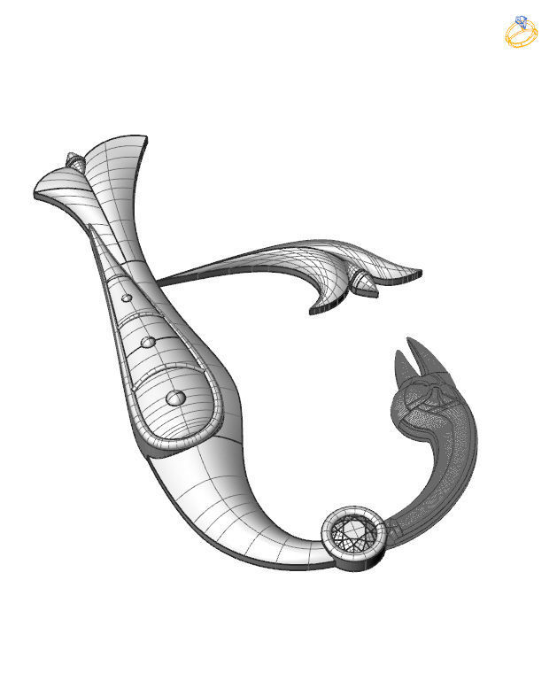 Bird-calligraphy pendants E 3D print model_1