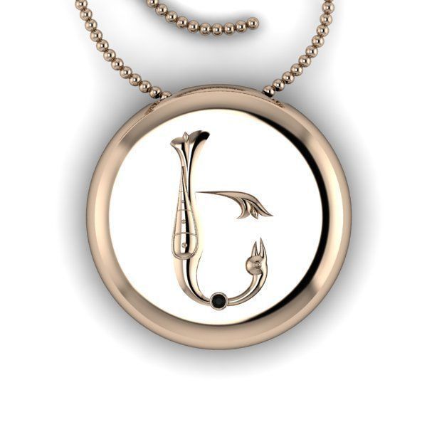 Bird-calligraphy pendants E 3D print model_8