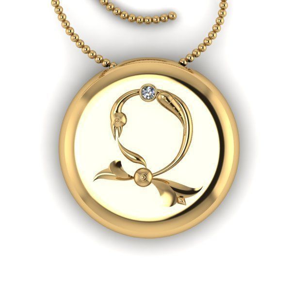 Bird-calligraphy pendants Dj 3D print model_16