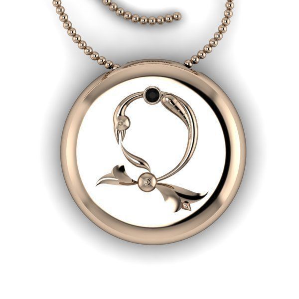 Bird-calligraphy pendants Dj 3D print model_9