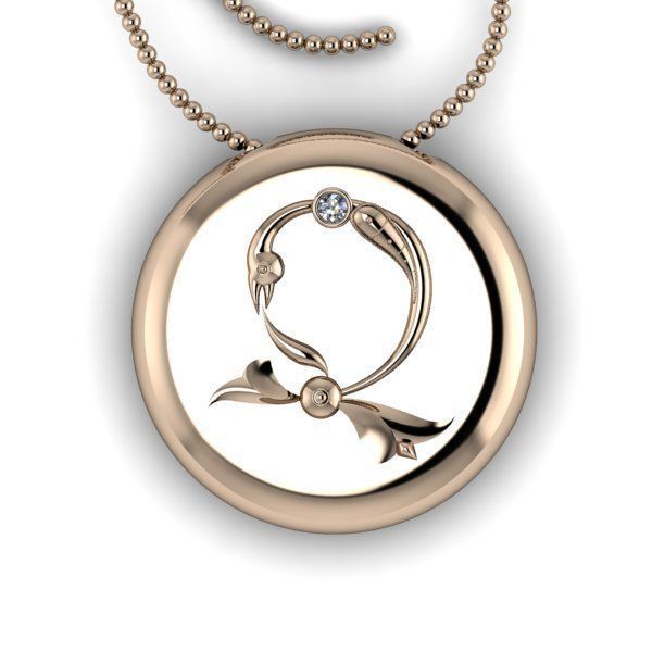 Bird-calligraphy pendants Dj 3D print model_8