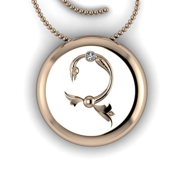 Bird-calligraphy pendants Ch 3D print model_8