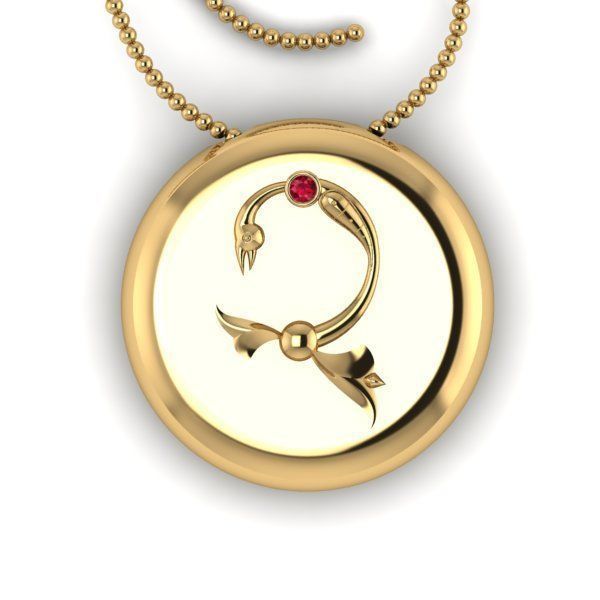 Bird-calligraphy pendants Ch 3D print model_18