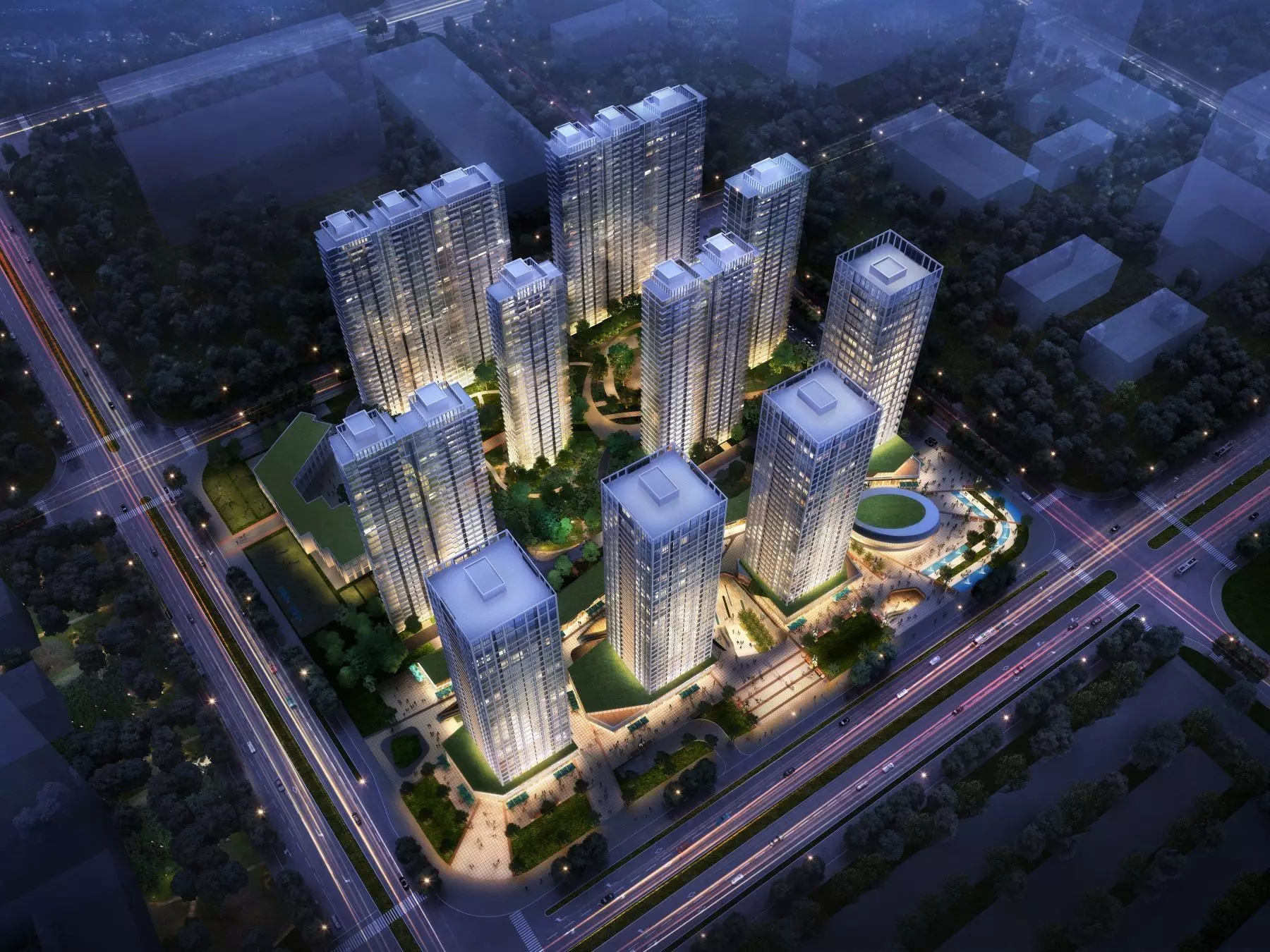 Business Center Night 3D model 3D model_0