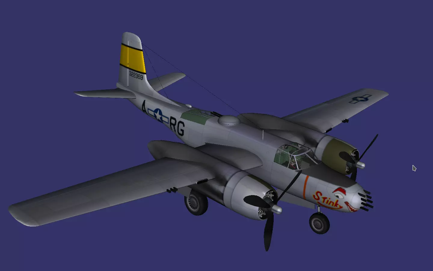 Douglas A-26 Invader Low-poly 3D model