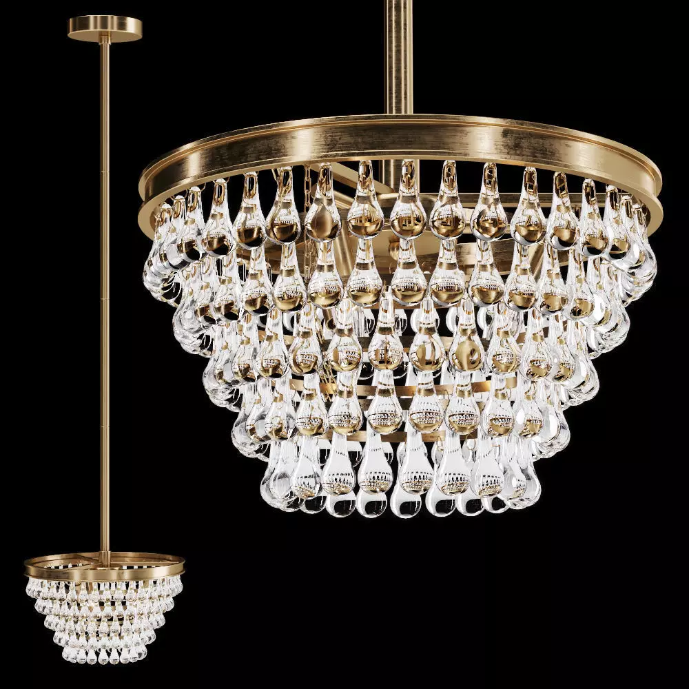 Restoration Hardware ELENA CRYSTAL SMALL PENDANT Brass 3D model_0