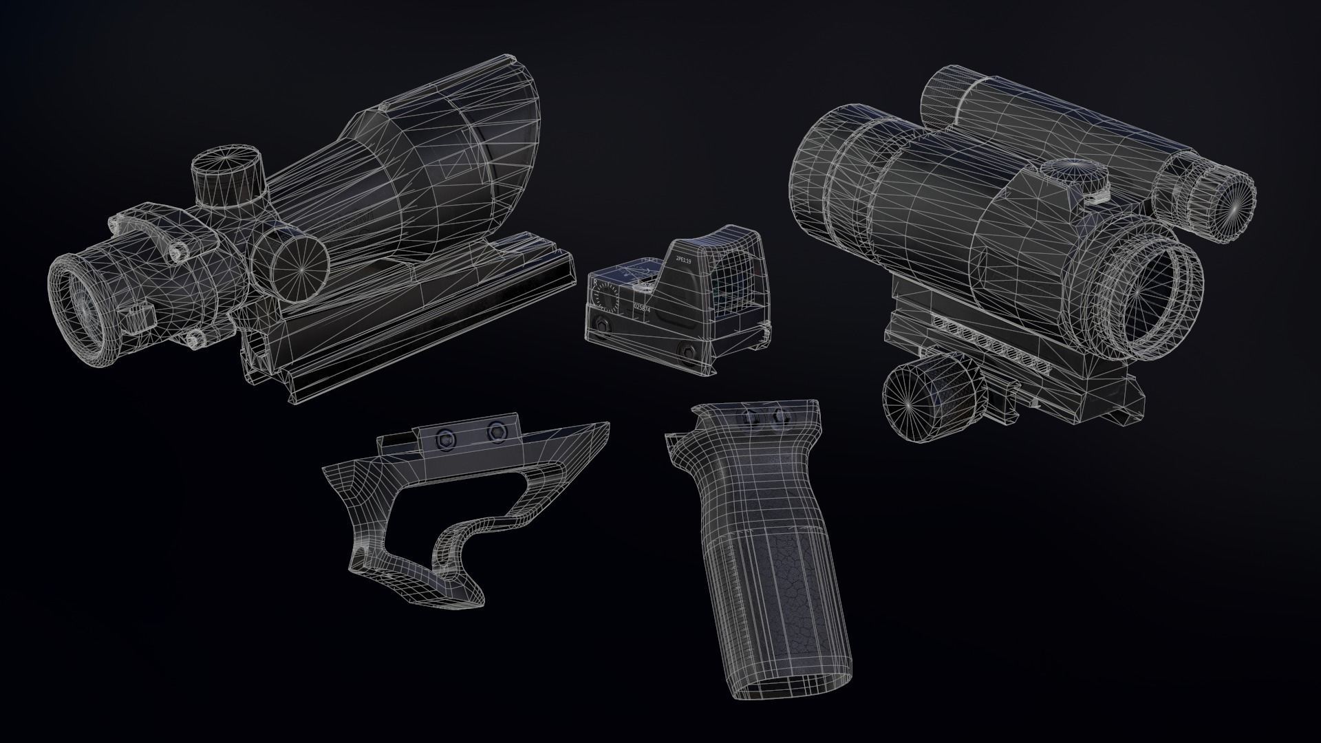 Weapon Attachments - Vol 01 - UE4 Game Ready Low-poly 3D model_2