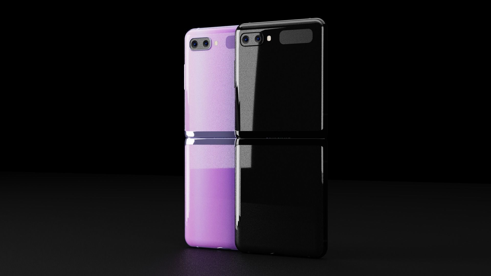 Samsung Z Flip Foldable in all official colors Low-poly 3D model_4