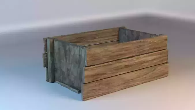 PBR WOOD BOX LOWPOLY Low-poly 3D model