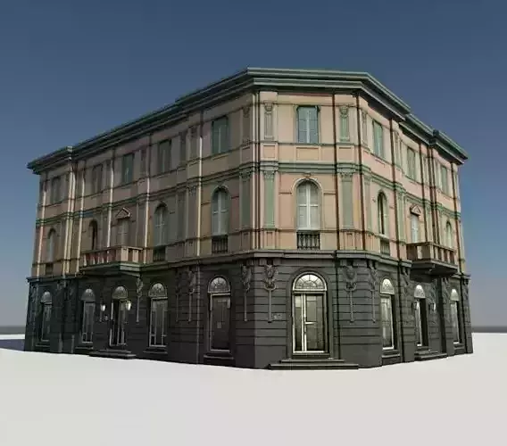 Corner building 22974 Low-poly 3D model