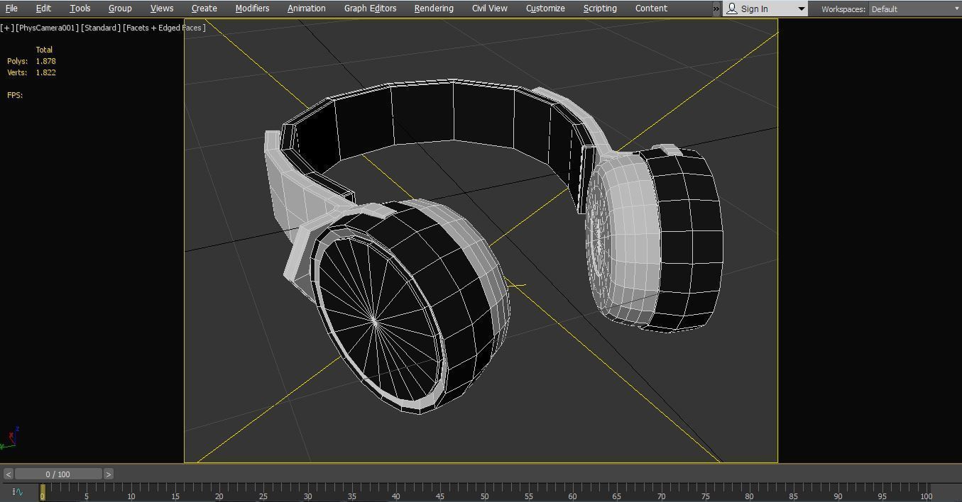 Headphones headphone Low-poly 3D model_2