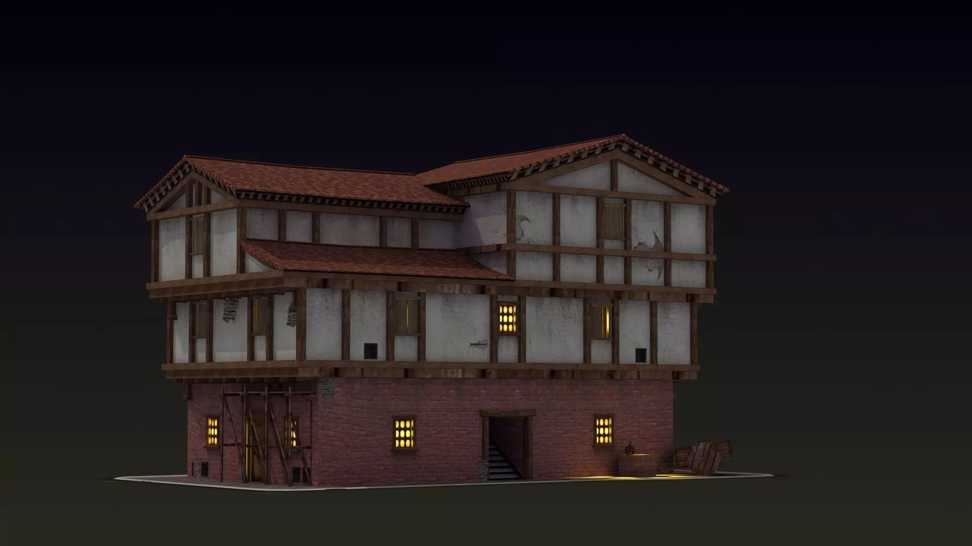 Small Ancient Apartment Low-poly 3D model_0