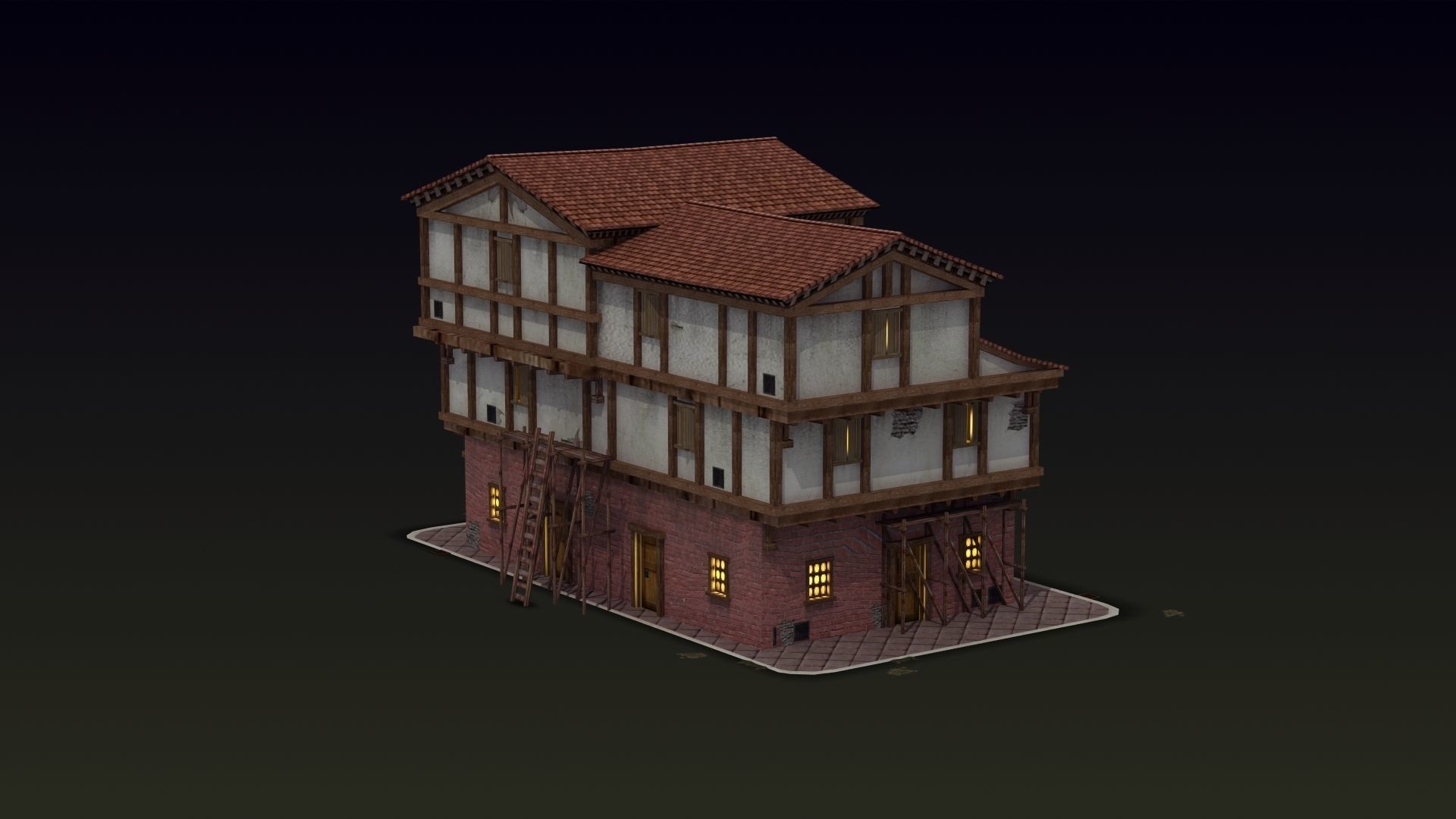 Small Ancient Apartment Low-poly 3D model_3