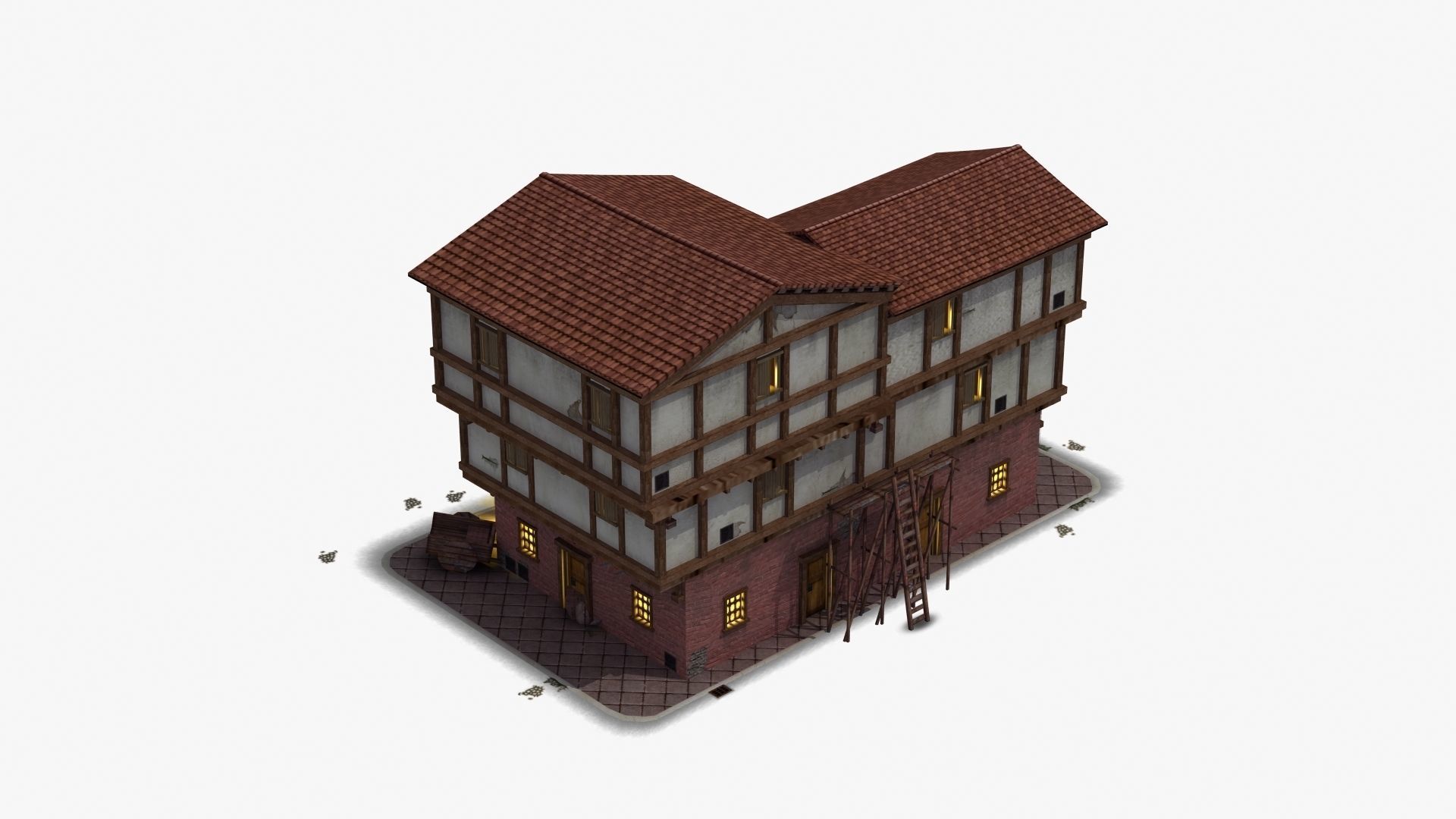 Small Ancient Apartment Low-poly 3D model_32