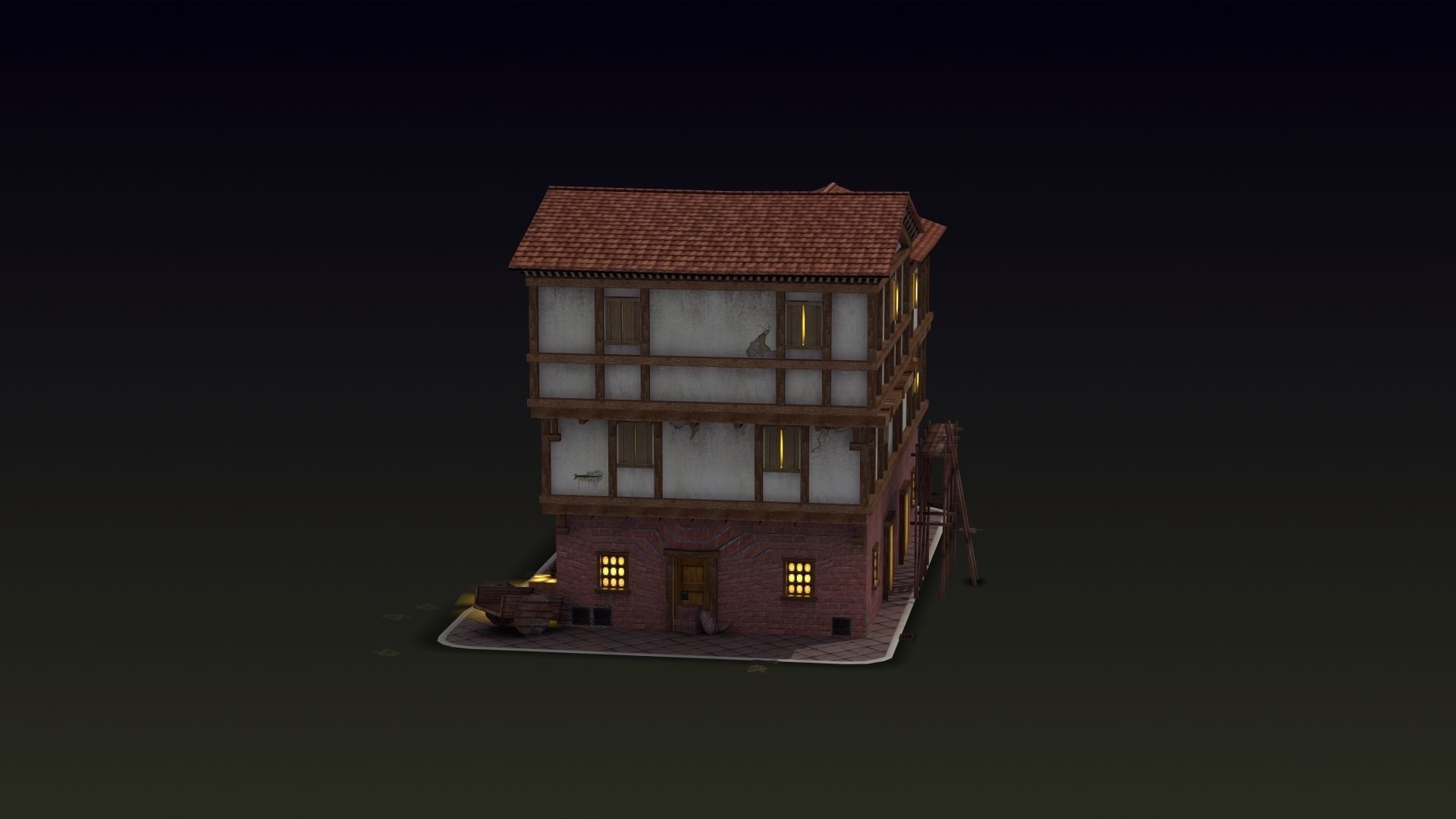 Small Ancient Apartment Low-poly 3D model_11