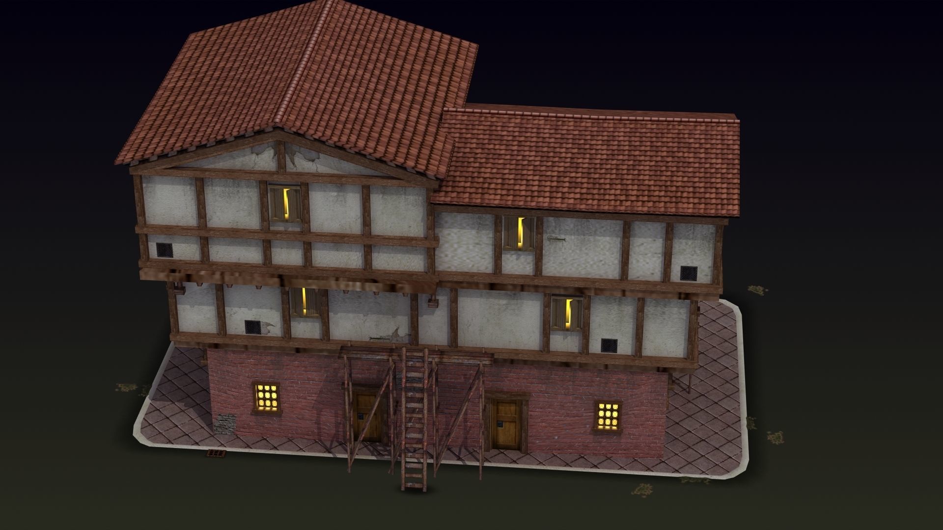 Small Ancient Apartment Low-poly 3D model_2