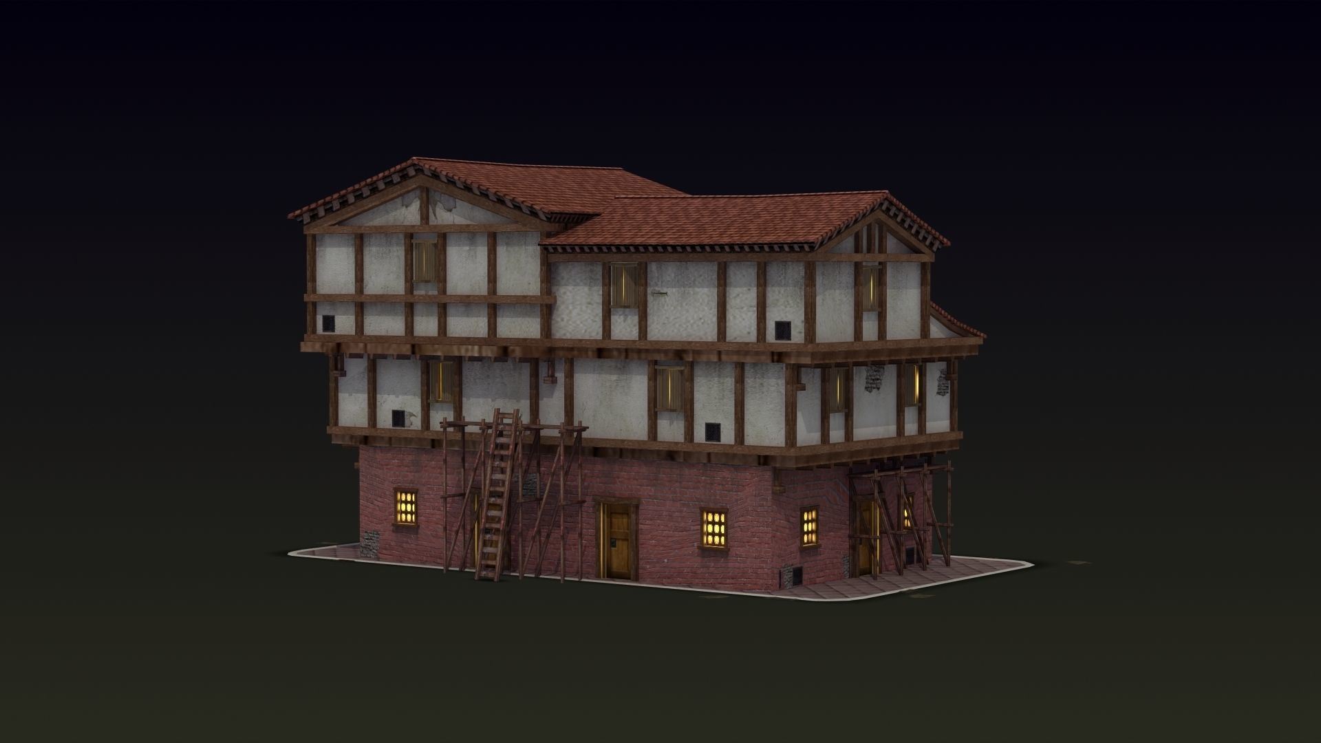 Small Ancient Apartment Low-poly 3D model_17