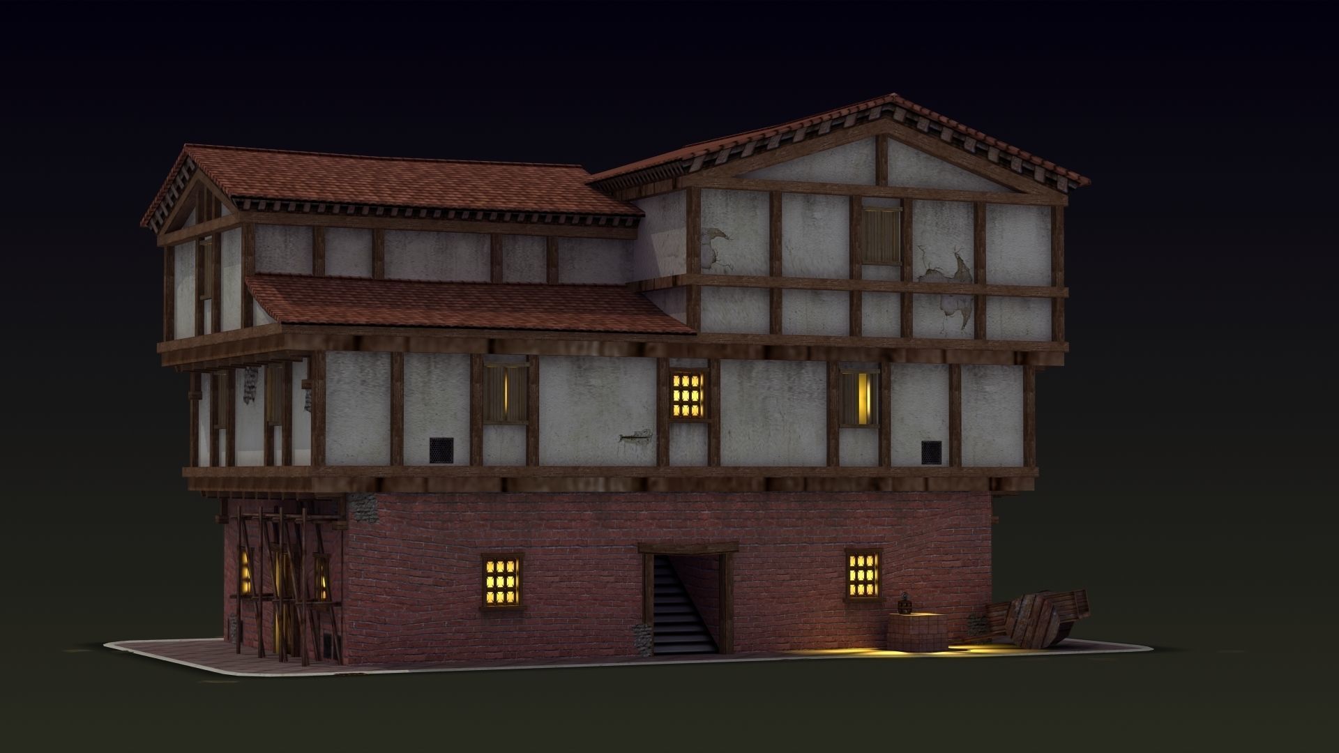 Small Ancient Apartment Low-poly 3D model_5