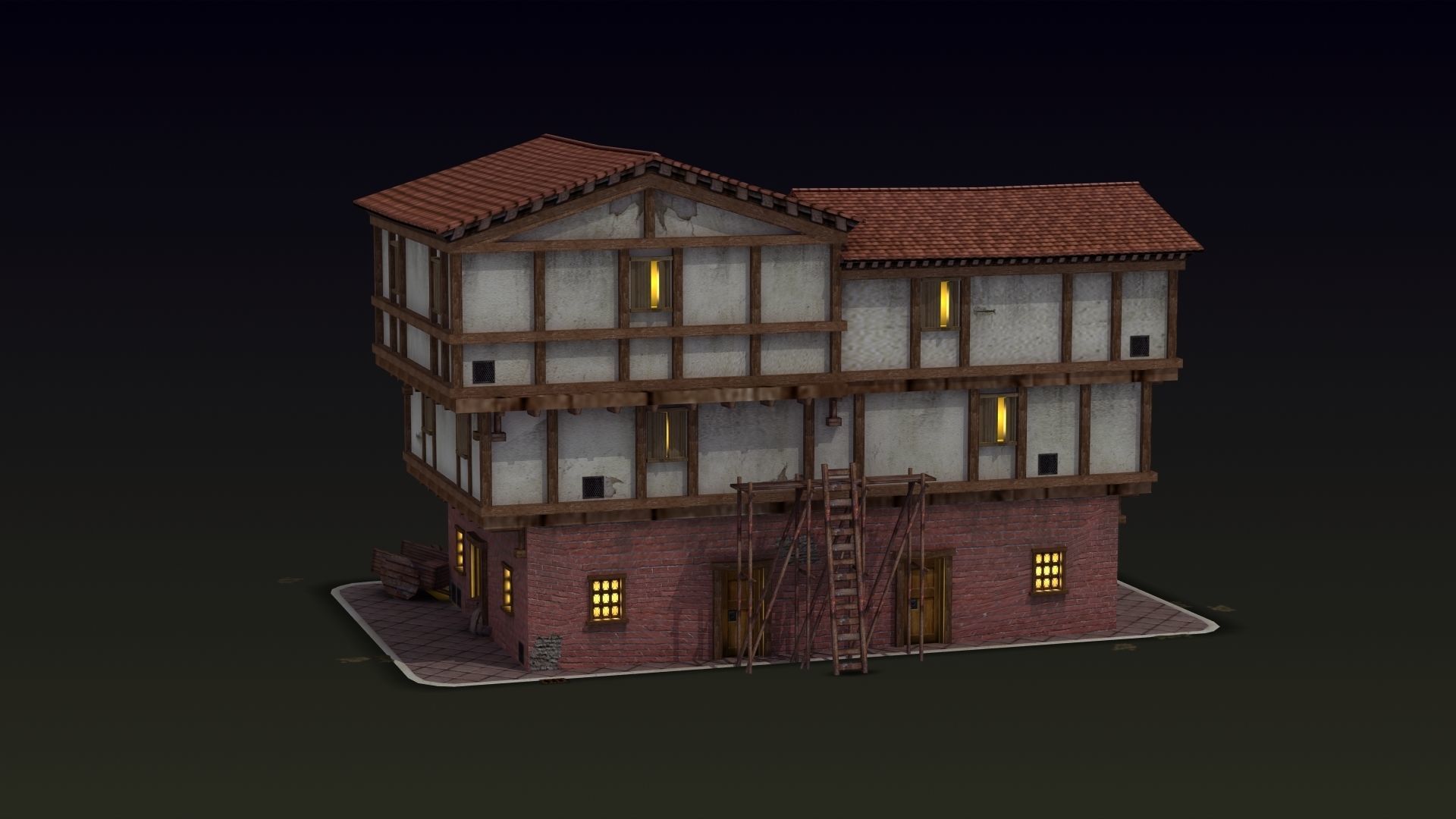 Small Ancient Apartment Low-poly 3D model_14