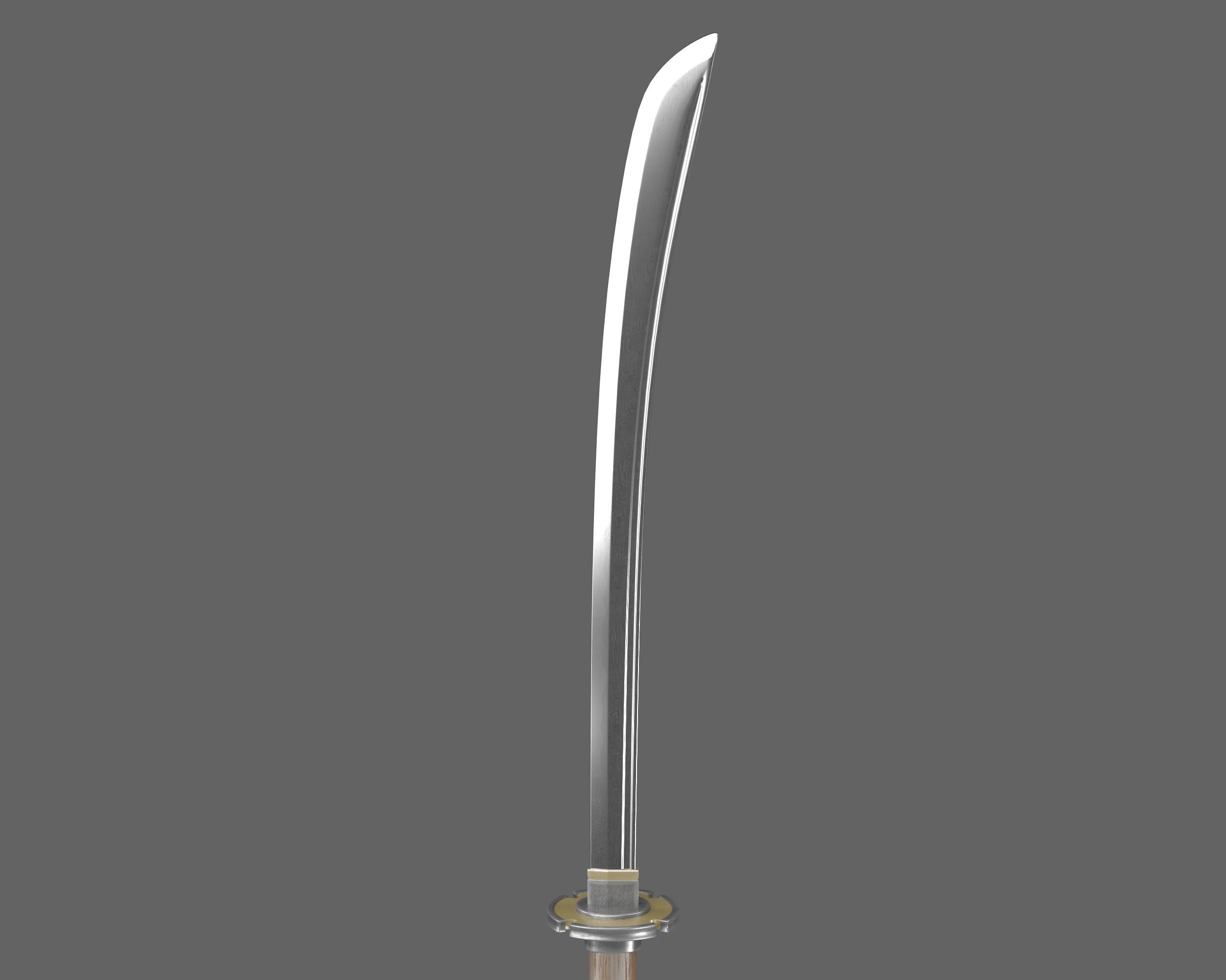 Ancient Japanese Naginata Low-poly 3D model_8