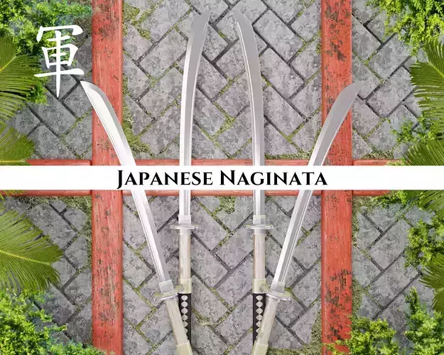 Ancient Japanese Naginata Low-poly 3D model
