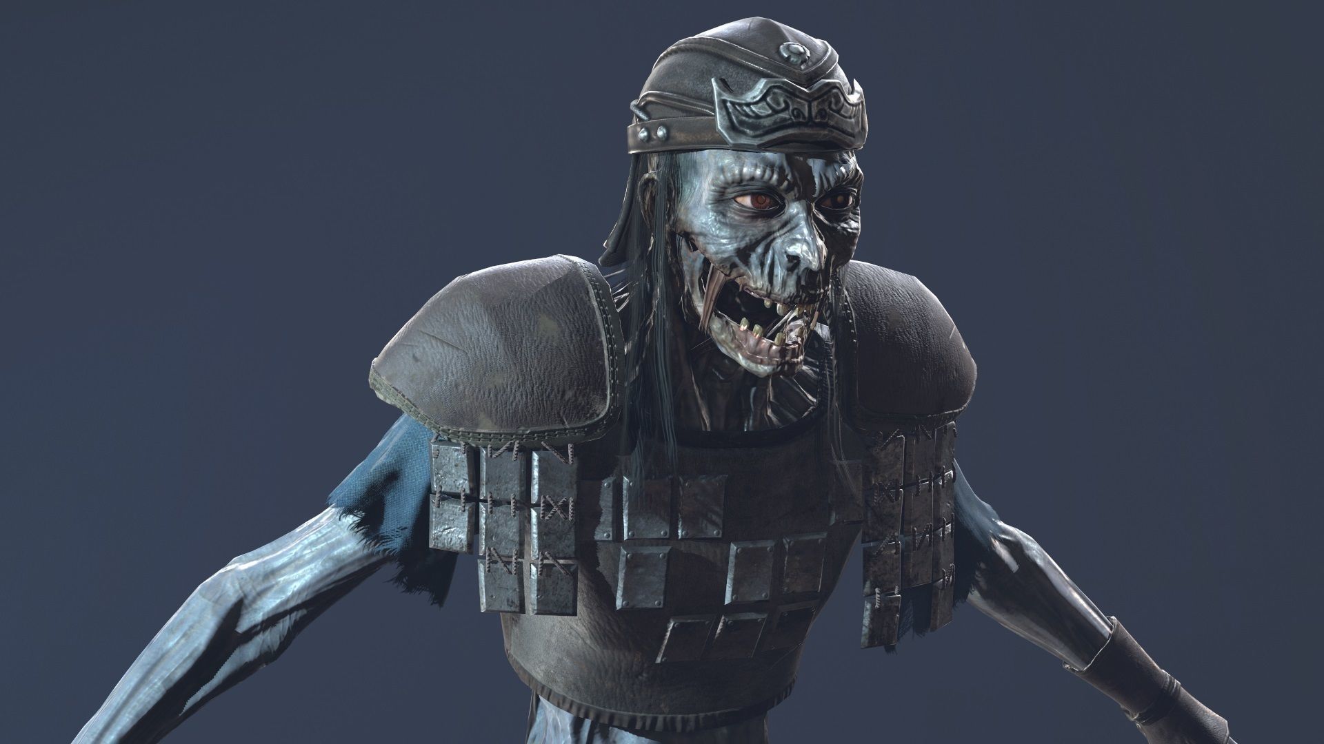 Zombie Scout Soldier with armor and weapons Low-poly 3D model_9