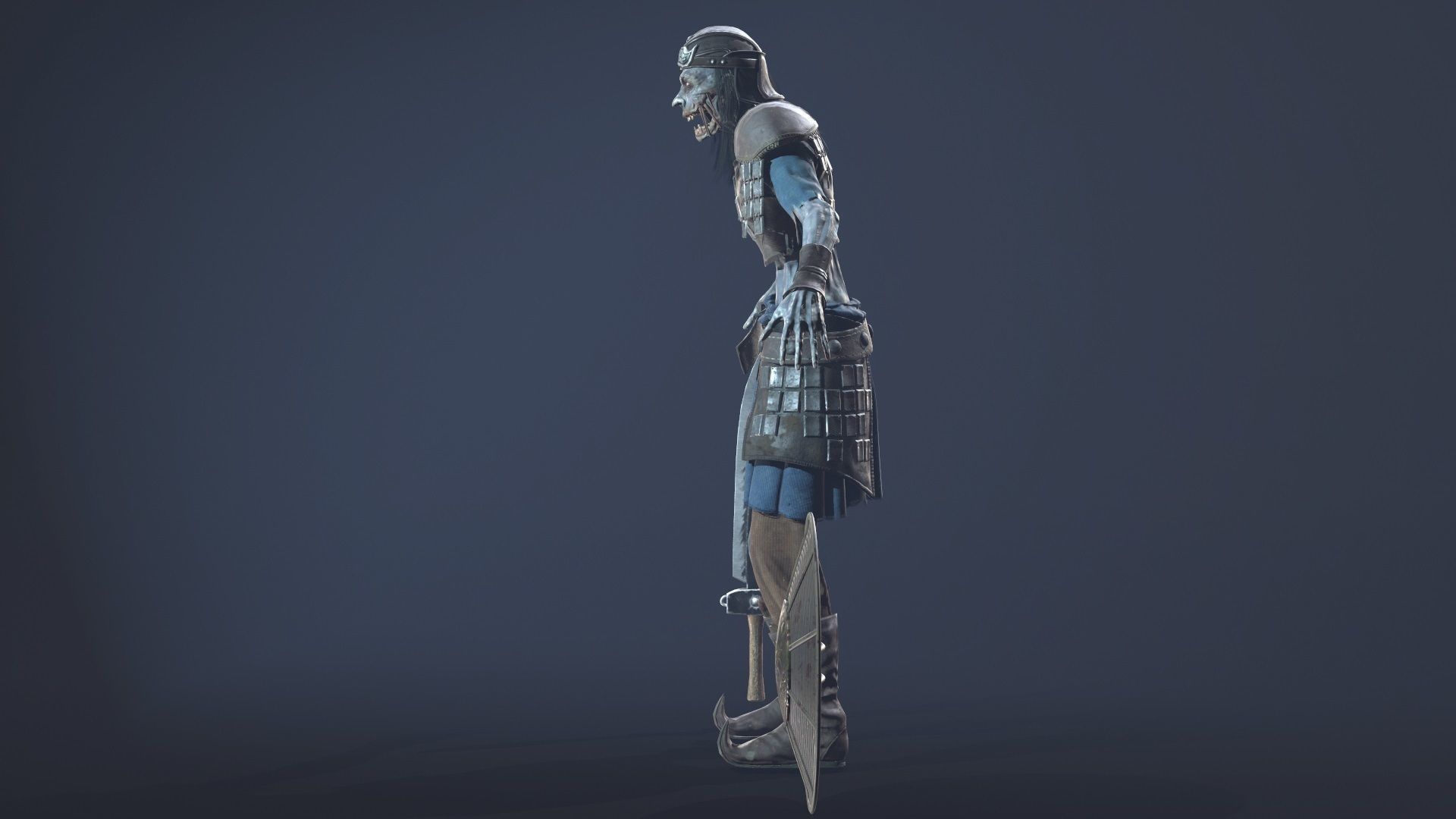 Zombie Scout Soldier with armor and weapons Low-poly 3D model_8