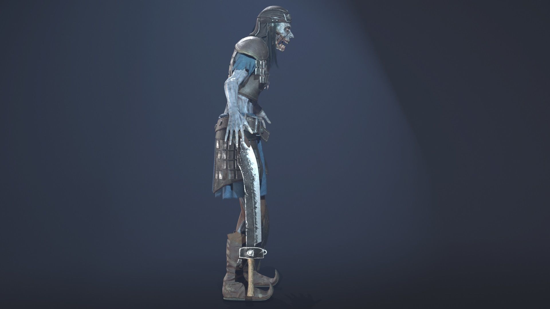 Zombie Scout Soldier with armor and weapons Low-poly 3D model_7