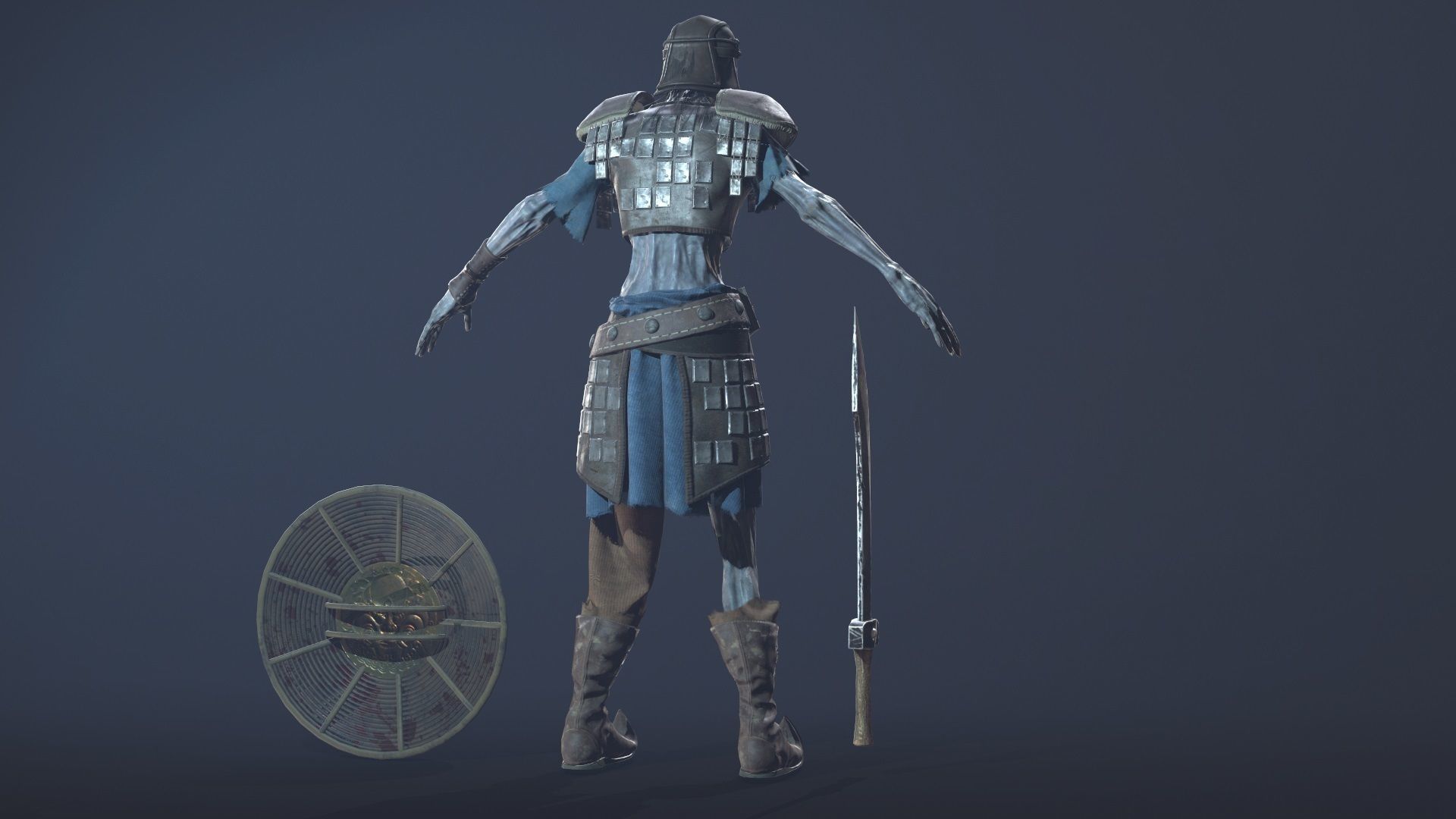 Zombie Scout Soldier with armor and weapons Low-poly 3D model_4