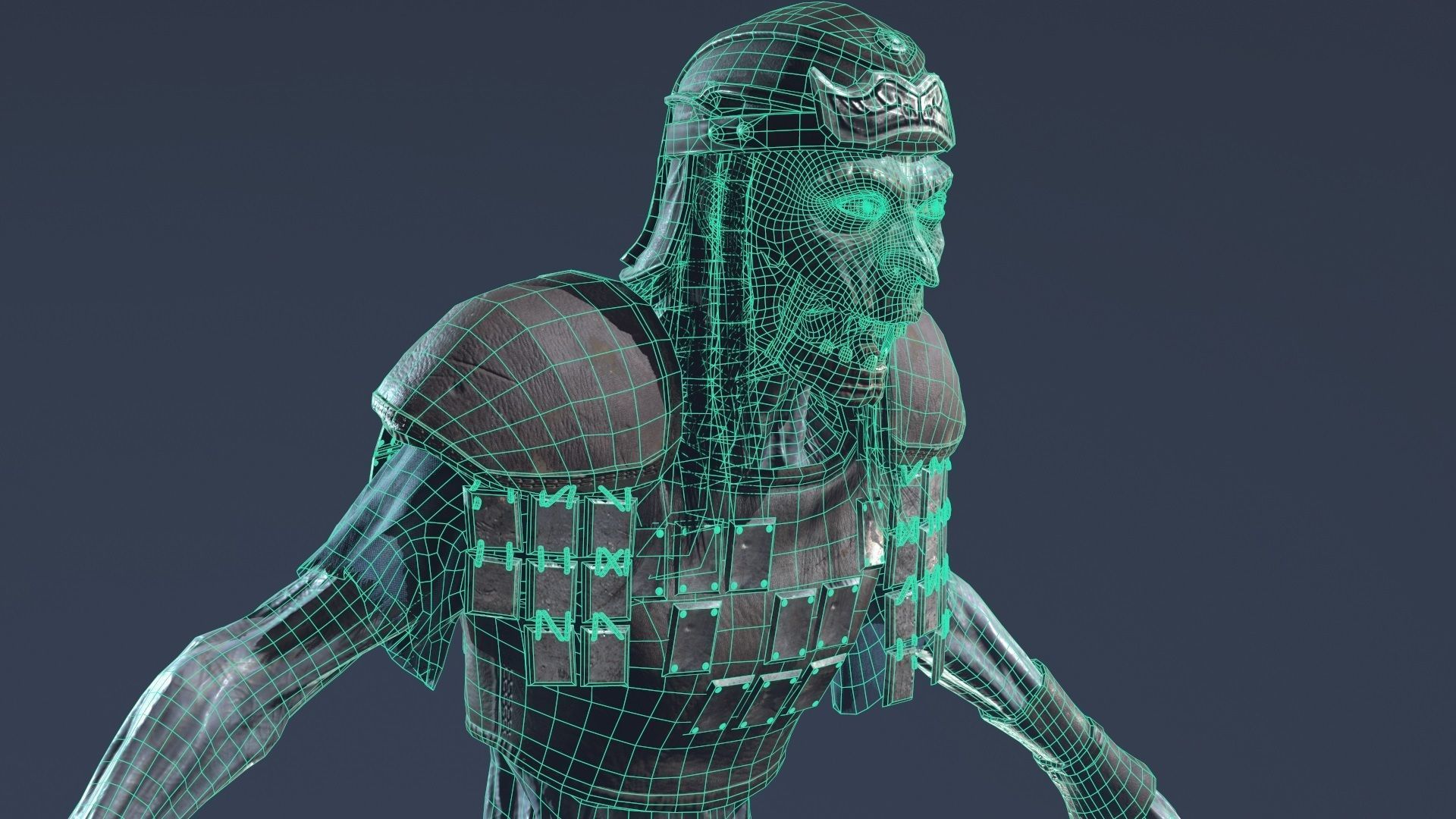 Zombie Scout Soldier with armor and weapons Low-poly 3D model_17