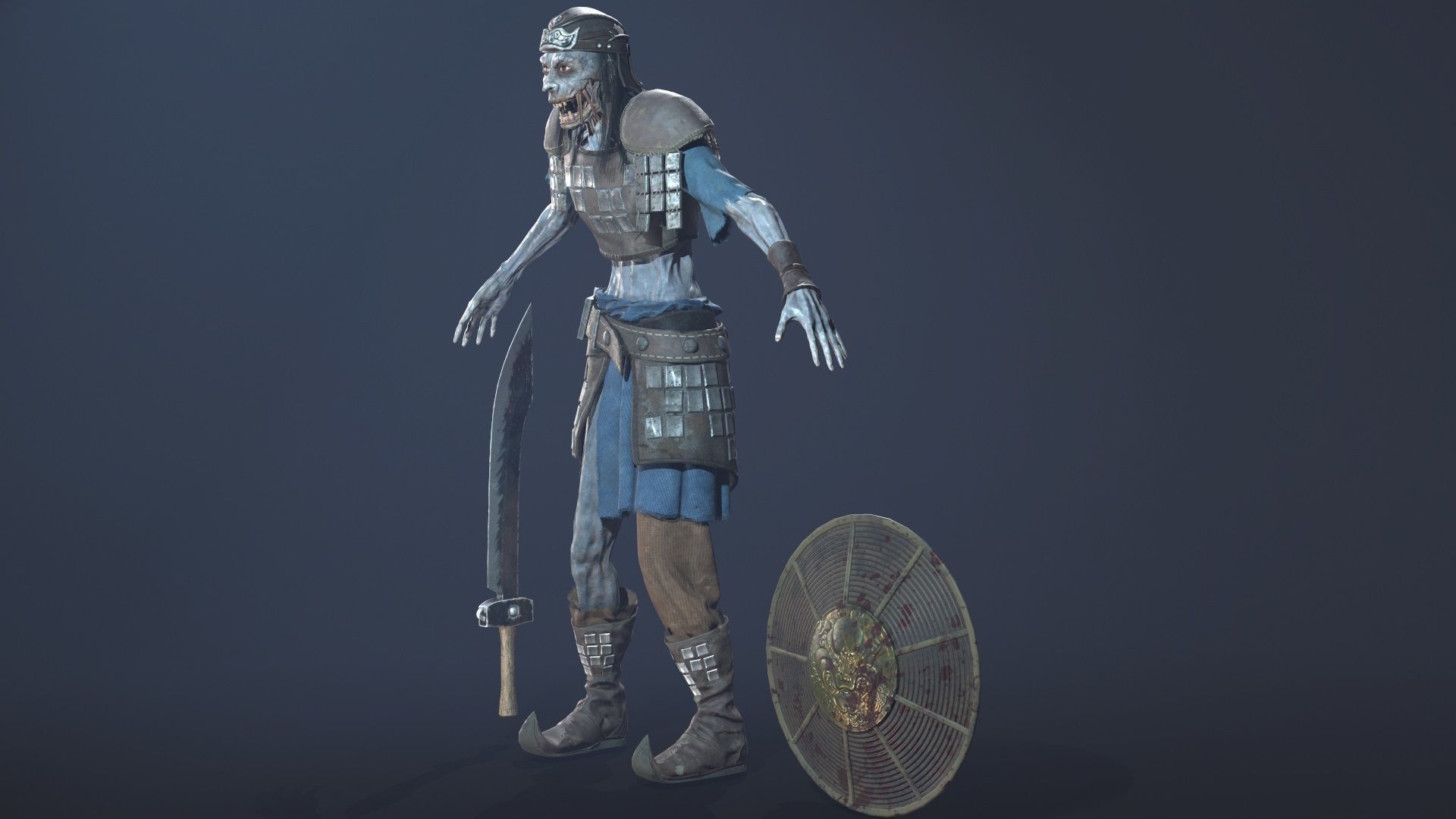 Zombie Scout Soldier with armor and weapons Low-poly 3D model_5