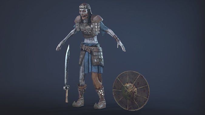 Zombie Scout Soldier with armor and weapons Low-poly 3D model