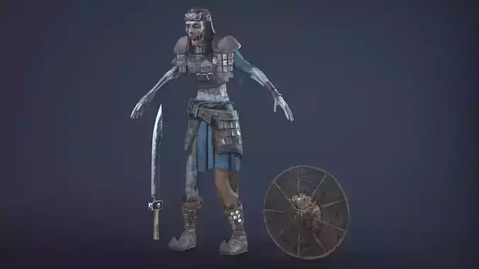 Zombie Scout Soldier with armor and weapons Low-poly 3D model