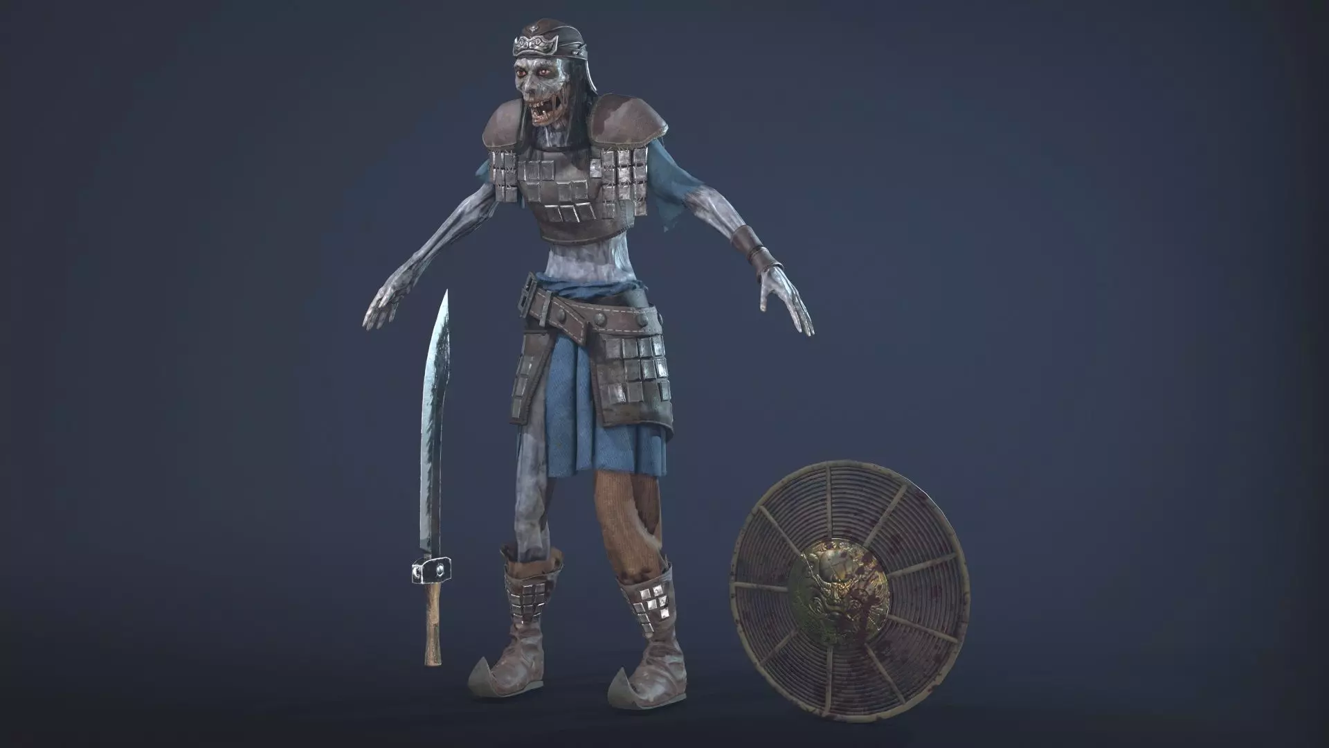 Zombie Scout Soldier with armor and weapons Low-poly 3D model_0