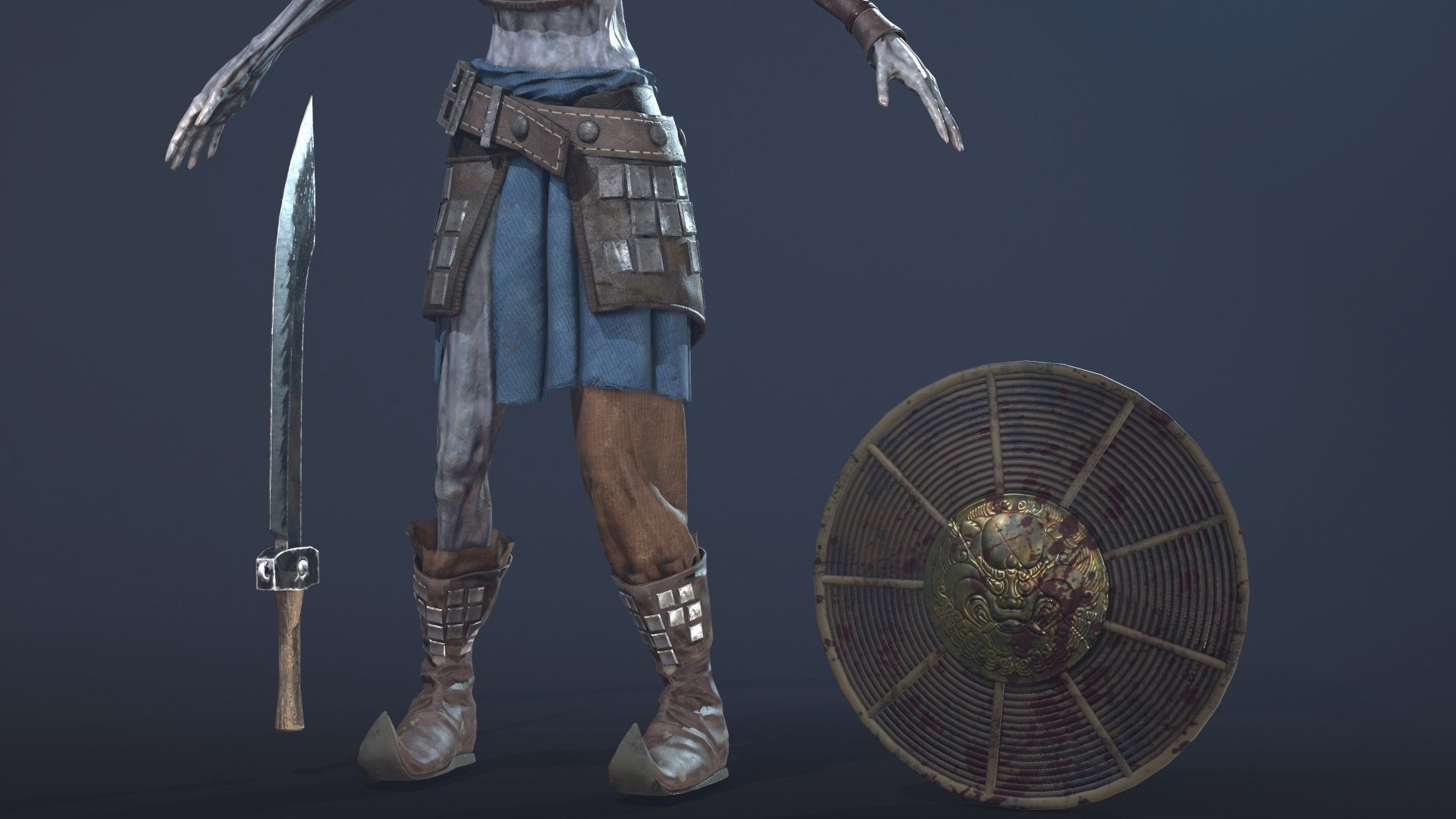 Zombie Scout Soldier with armor and weapons Low-poly 3D model_10