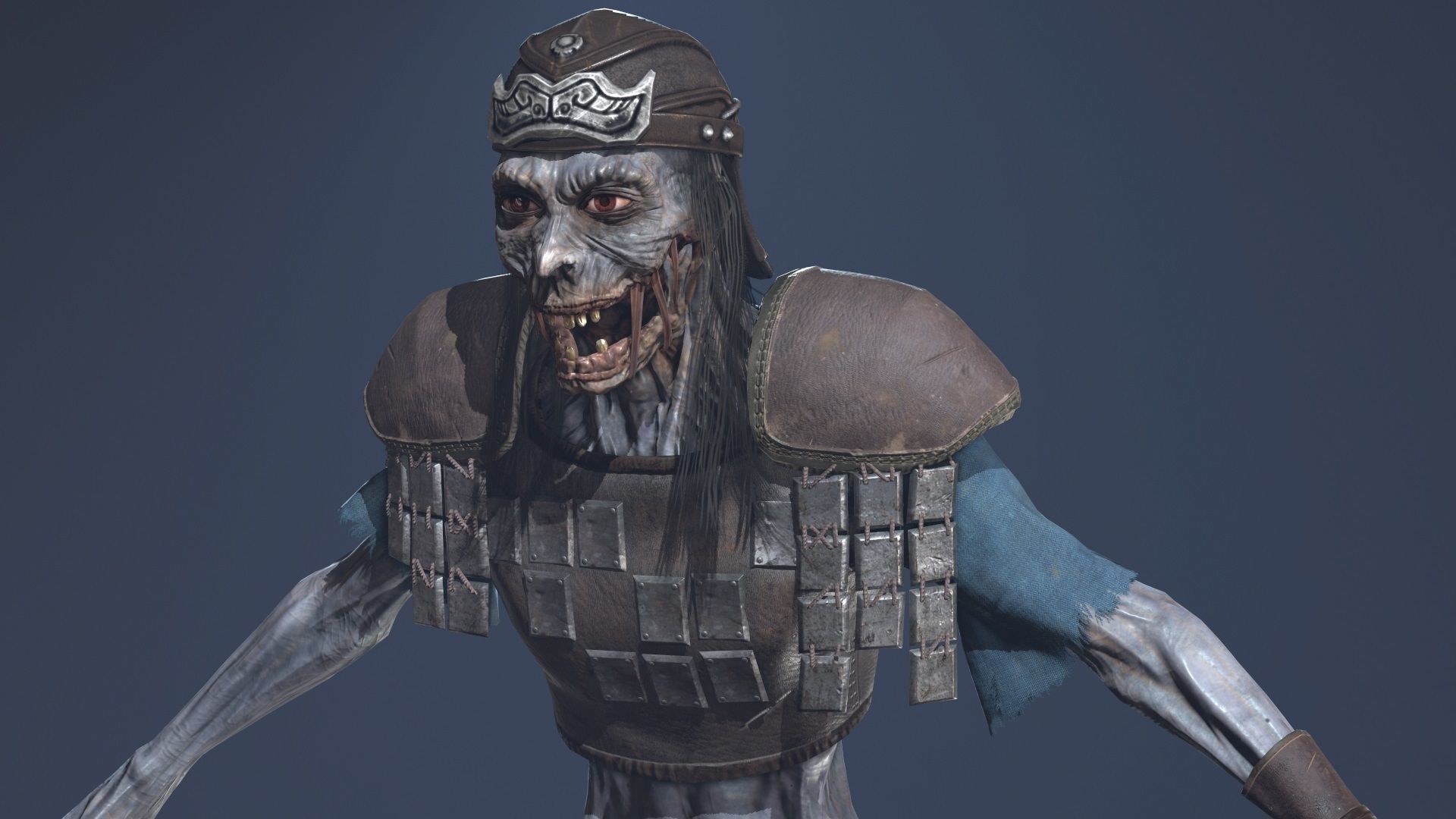 Zombie Scout Soldier with armor and weapons Low-poly 3D model_2