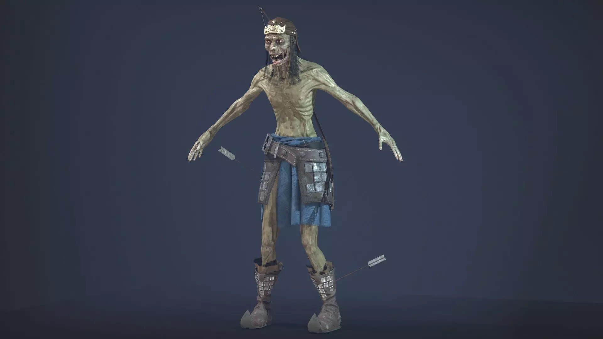 Zombie Archer Soldier Low-poly 3D model_0