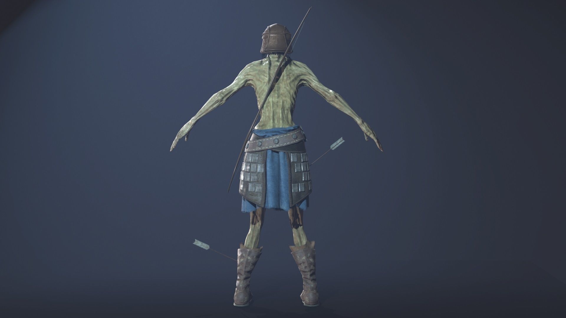 Zombie Archer Soldier Low-poly 3D model_6